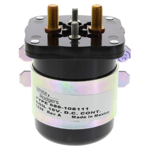 White Rodgers 586-108111 Solenoid, SPNO, 15 VDC Isolated Coil, Normally Open Continuous Contact Rating 200 Amps, Inrush 600 Amps