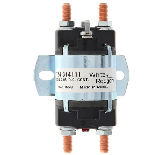 White Rodgers 124-314111 Solenoid w/ Continuous Duty, 24 VDC Isolated Coil, Normally Open, Contact Rating 100 Amps