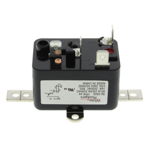 White Rodgers 90-292Q Fan Relay, Type 84, 240 VAC Coil, SPNO. Coil Data: 7,000 Ohms DC Resistance, 12.5 mA (Nominal), 3 VA (Nominal), 4 VA (Inrush)