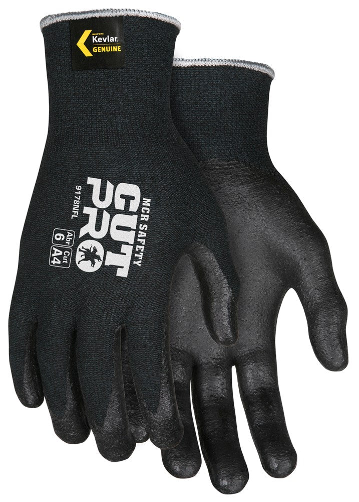MCR Safety 9178NFS MCR Safety Cut Pro® 13-Gauge Black Kevlar® / Synthetic Shell Cut Resistant Work Gloves Nitrile Foam Coated Palm and Fingertips (1 Pair)