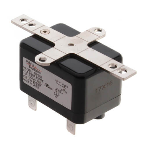 White Rodgers 90-293Q Fan Relay, Type 84, 24 VAC Coil, SPDT. Coil Data: 90 Ohms DC Resistance, 125 mA (Nominal), 3 VA (Nominal), 4 VA (Inrush)