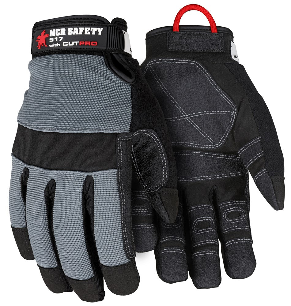MCR Safety 917S MCR Safety Cut Pro® Mechanics Glove Synthetic Leather Palm Adjustable Hook and Loop Wrist Closure Cut Resistant (1 Pair)