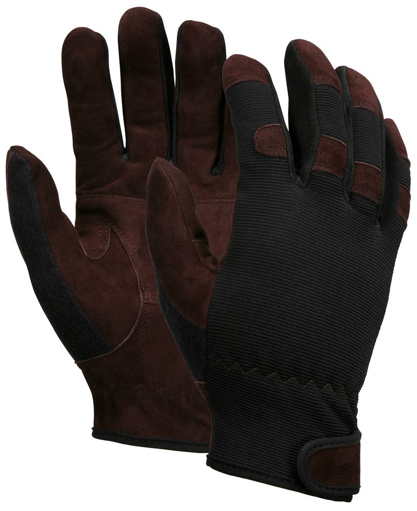 MCR Safety 920S MCR Safety Mechanics Gloves Split Leather Palm and Fingertips Adjustable Hook and Loop Wrist Closure Breathable Spandex Back (1 DZ)