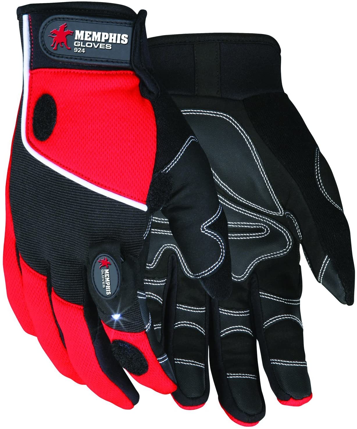 MCR Safety 924S MCR Safety MultiTask Red/Black w/ Lights (1PR)
