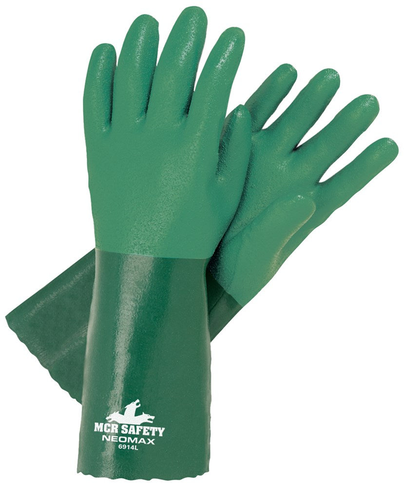 MCR Safety 6914XL NeoMax™ Series Neoprene Coated Work Gloves Double Dipped Sandy Texture 14 Inch Length Fully Coated Brushed Interlock Lining (1 DZ)