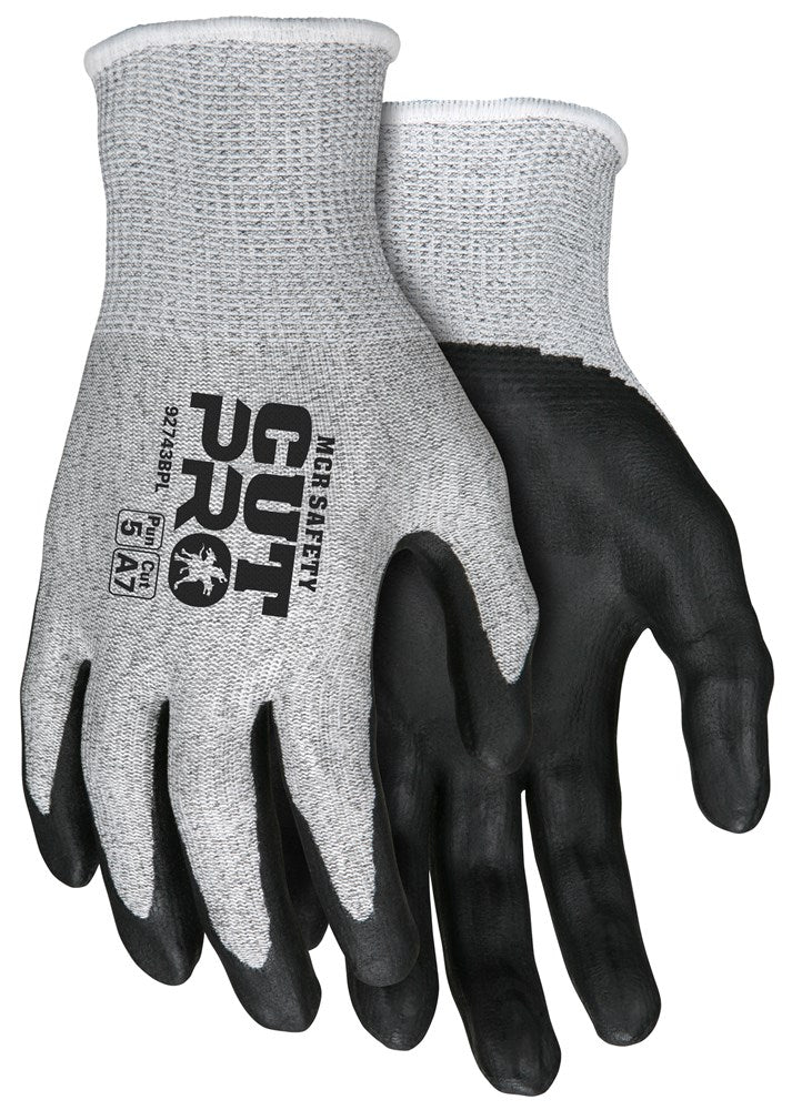 MCR Safety 92743BPXL MCR Safety Cut Pro® 13-Gauge HyperMax® Shell Cut, Abrasion, and Puncture Resistant Work Gloves Bi-polymer Coated Palm and Fingertips (1 Pair)