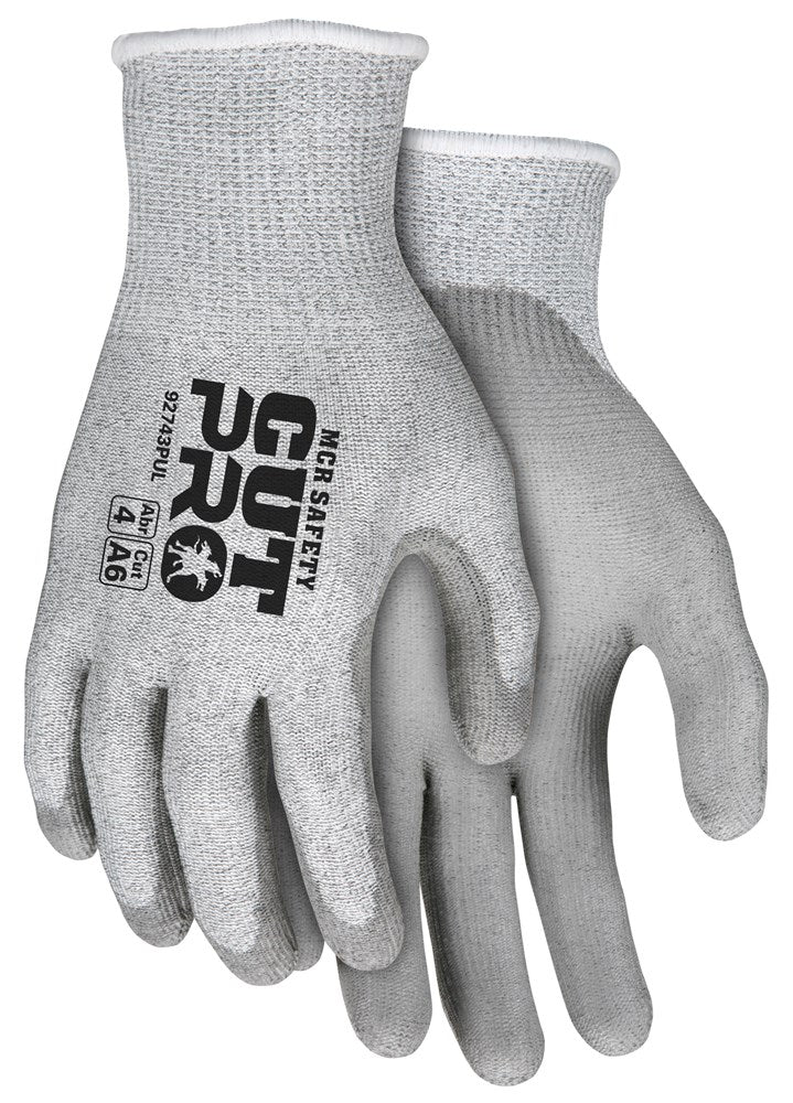 MCR Safety 92743PUM MCR Safety Cut Pro® 13-Gauge HyperMax® Shell Cut, Abrasion, and Puncture Resistant Work Gloves Polyurethane (PU) Coated Palm and Fingertips (1 Pair)