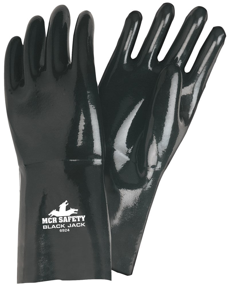 MCR Safety 6924XXL Black Jack® Series Black Neoprene Coated Work Gloves Multi-Dipped Smooth Neoprene 14-Inch Length Fully Coated Brushed Interlock Lining (1 DZ)