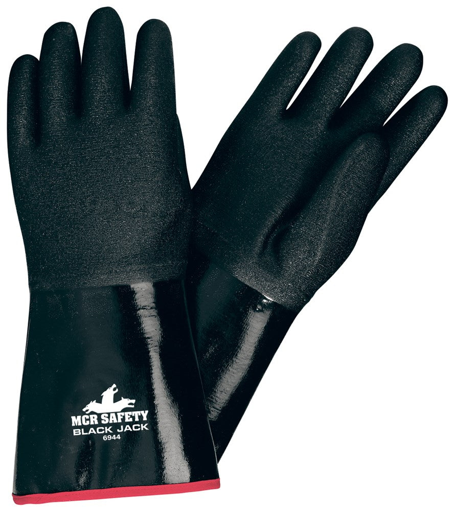 MCR Safety 6944XL Black Jack® Series Black Neoprene Coated Work Gloves Multi-Dipped Etched Rough Neoprene 14 Inch Length Fully Coated Foam Lining (1 DZ)