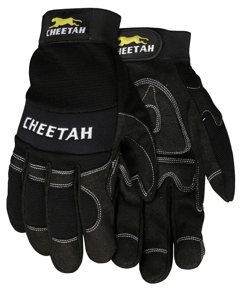MCR Safety 935CHS MCR Safety Mechanics Gloves Synthetic Leather Palm with Gel Pad Adjustable Hook and Loop Wrist Closure Reinforced Fingertips and Thumb Crotch (1 Pair)