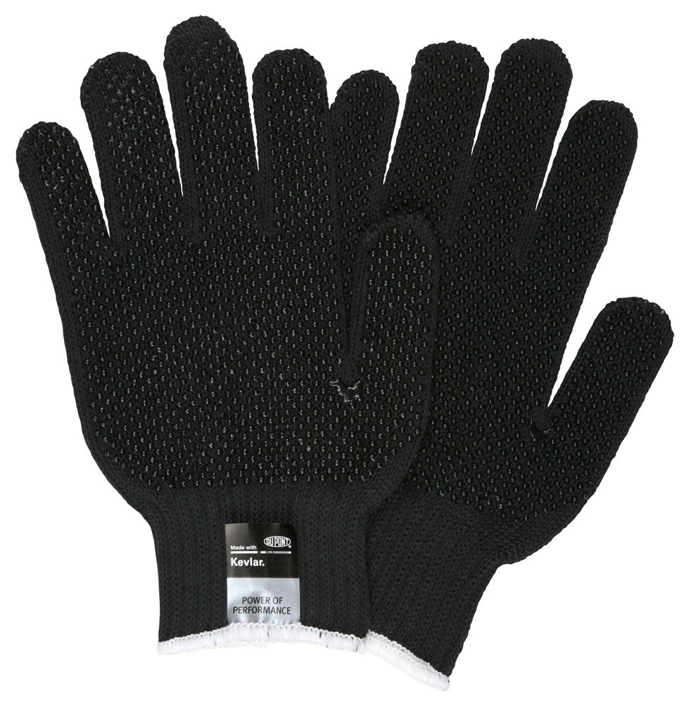 MCR Safety 9366BKXS MCR Safety Cut Pro® 7-Gauge Black DuPont™ Kevlar® Shell  Cut Resistant Work Gloves PVC Dots on 2 Sides Regular Weight (1 DZ)
