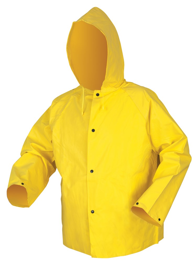 MCR Safety 800JHX3 Concord Series Rain Gear .35mm Neoprene / Nylon Rainwear Waterproof Yellow Rain Jacket Attached Hood (1 EA)