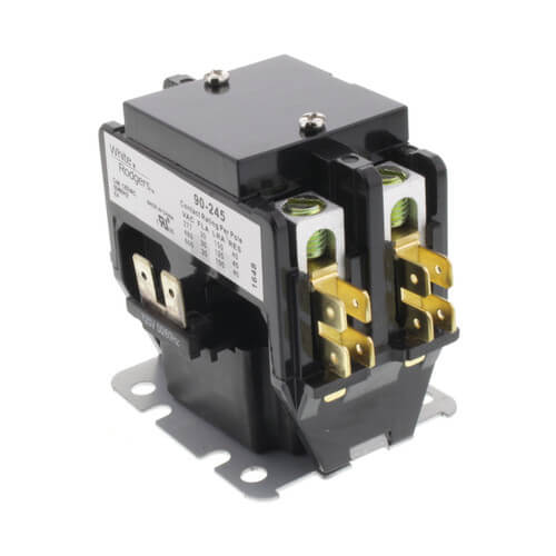 White Rodgers 90-245 2 Pole Contactor, Type 122, 120 VAC Coil, 30 Amp Contacts, 224 Ohms DC Resistance, 50 mA