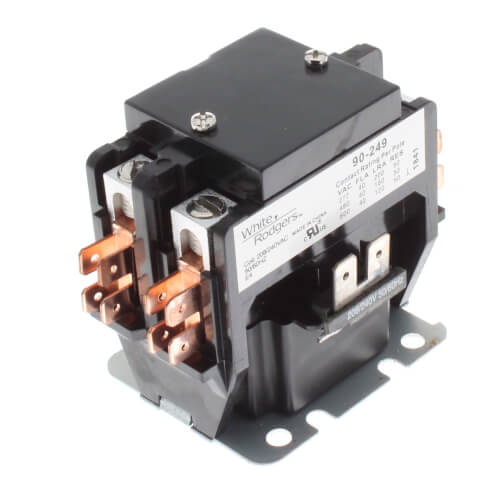 White Rodgers 90-249 2 Pole Contactor, Type 122, 208/240 VAC Coil, 40 Amp Contacts, 997 Ohms DC Resistance, 25 mA