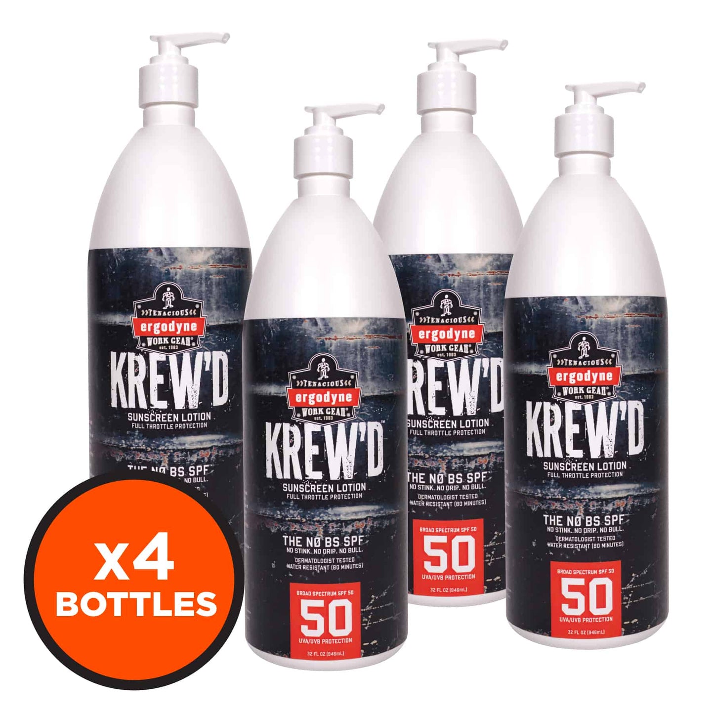 Krewd 6355 12-pack  32oz - SPF 50 Sunscreen Lotion