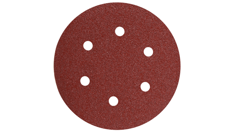 Bosch SR6R180 6" Hook & Loop Sanding Disc, 6-Hole, Red, 180 Grit (5Pk)