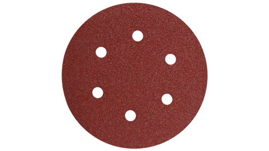 Bosch SR6R180 6" Hook & Loop Sanding Disc, 6-Hole, Red, 180 Grit (5Pk)