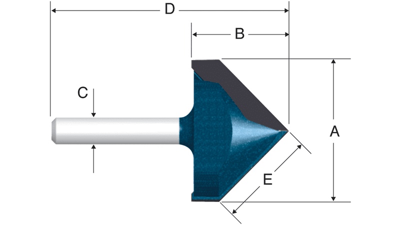 Bosch 84306M V-Groove 3/4" Cut, 1/2" Shk., C.T. (Super)