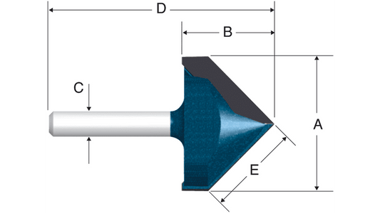 Bosch 84306M V-Groove 3/4" Cut, 1/2" Shk., C.T. (Super)