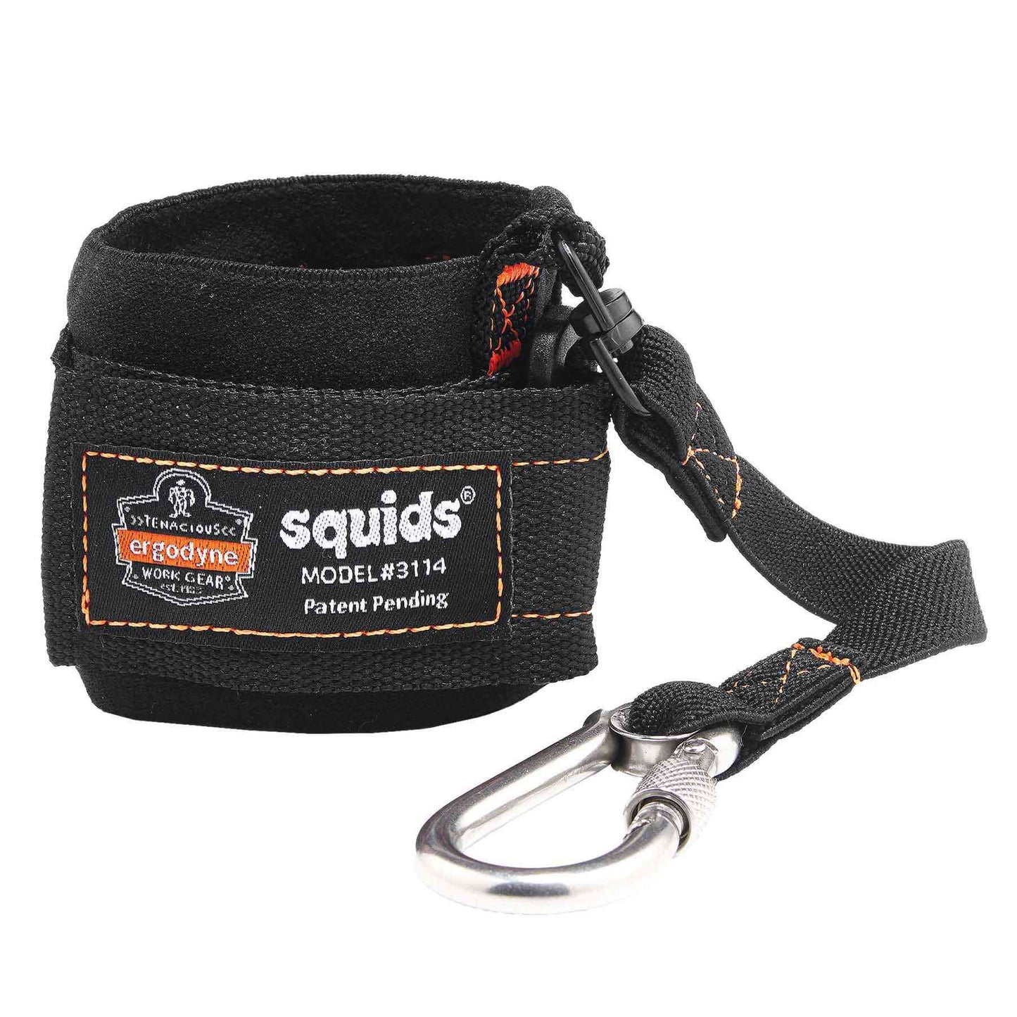 Squids 3114  Black Pull-On Wrist Lanyard with Carabiner-3lbs