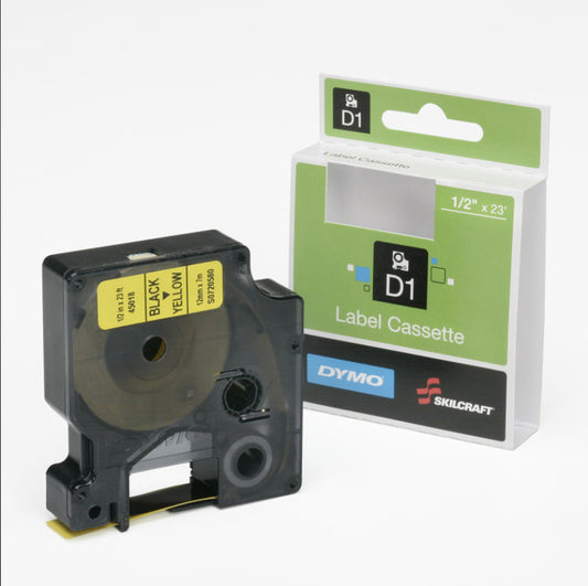AbilityOne 7510016576745 DYMO SKILCRAFT LABEL CARTRIDGE BLACK ON YELLOW 1/2