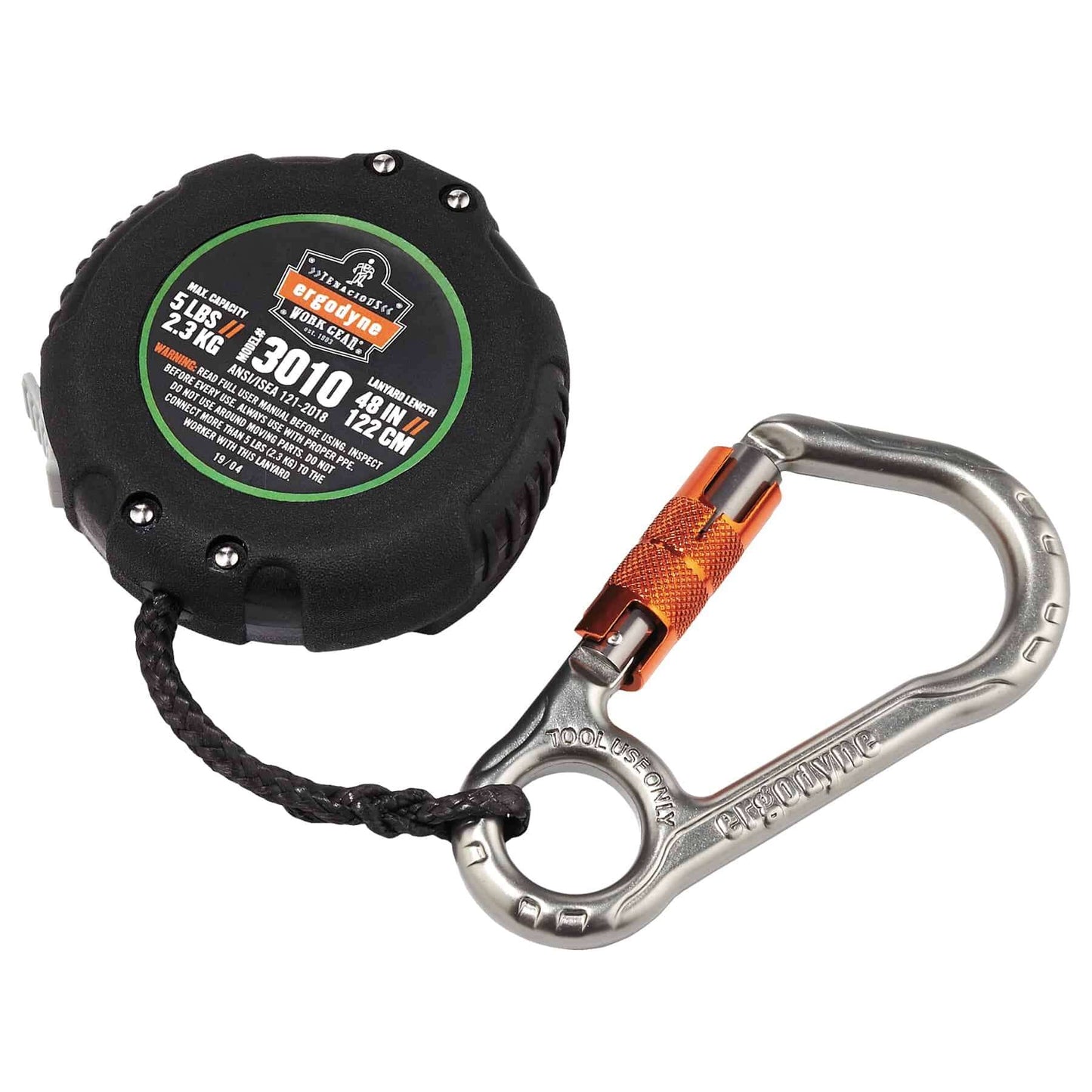 Squids 3010 Standard Black Retractable Tool Lanyard with Belt Loop Clip