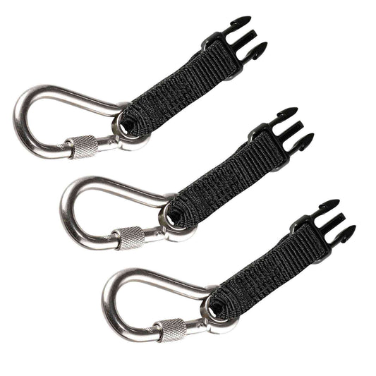 Squids 3025 Standard Black Accessory Pack Retractables - SS Carabiners 3-pack