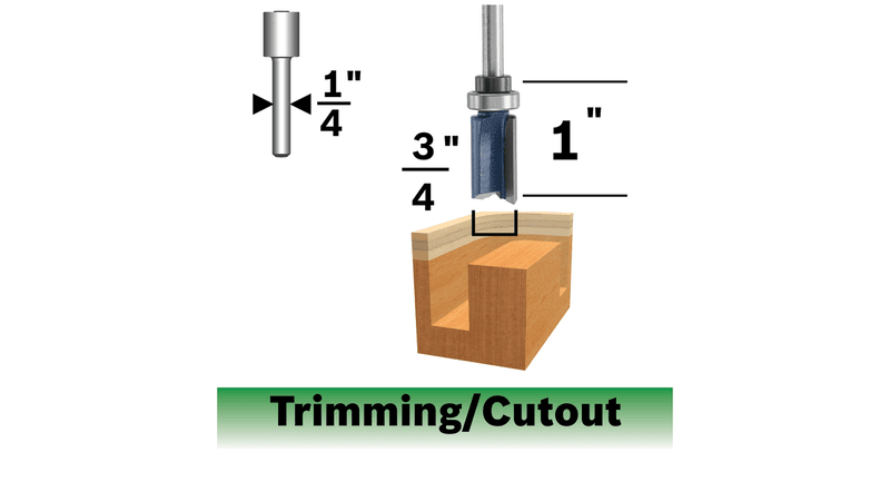 Bosch 85682MC 3/4 In. X 1 In. Carbide-Tipped Double-Flute Top-Bearing Straight Trim Router Bit