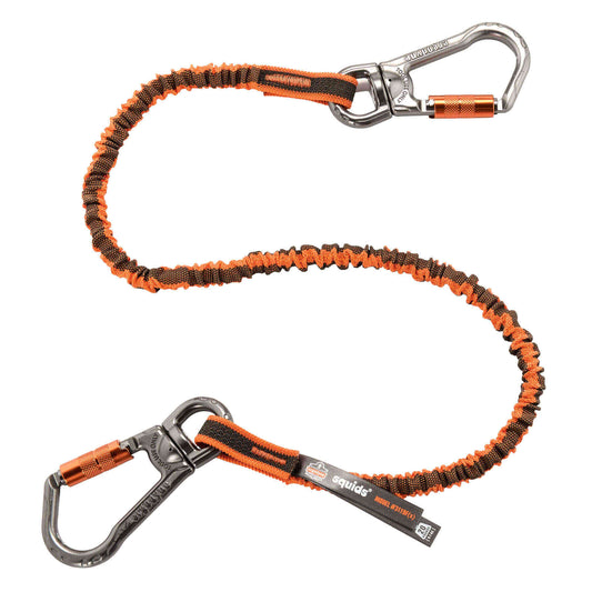 Squids 3119F(x) Standard Orange & Gray Double-Locking Dual Carabiner w/ Swivel - 25lbs