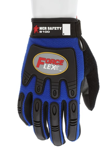 MCR Safety B100XL ForceFlex® Mechanics Work Gloves Reinforced Rough Grip Palm Pad Mesh Back with TPR Metacarpal Protection (1 Pair)