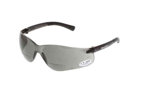 MCR Safety BKH10G BearKat® BK1 Series Bifocal Readers Safety Glasses 1.0 Diopter, Gray Lens (1 Pair)