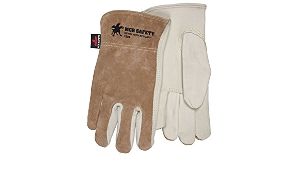 MCR Safety VP3204XL Leather Drivers Work Gloves Select Grade Grain Palm, Split Back Keystone Thumb Vending Packaged Sewn with DuPont™ Kevlar® (1 Pair)