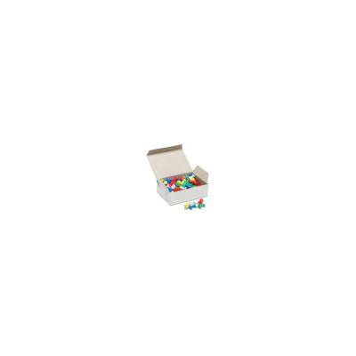 AbilityOne 7510012073978 SKILCRAFT Colorful Plastic Head Pushpins - 0.4" Length - 100 / Box - White, Blue, Green, Purple, Magenta - Plastic, Steel