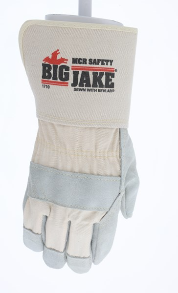 MCR Safety 1710L Big Jake® Premium Grade A+ Side Leather Leather Palm Work Gloves 4.5 Inch Safety Cuff Sewn with DuPont™ Kevlar® (1 DZ)