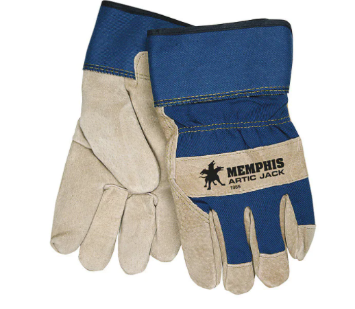 MCR Safety 1955L Artic Jack® Premium Split Pigskin Insulated Leather Palm Work Gloves Fabric Back with 2.5 Inch Safety Cuff Thermosock® Lined (1 DZ)