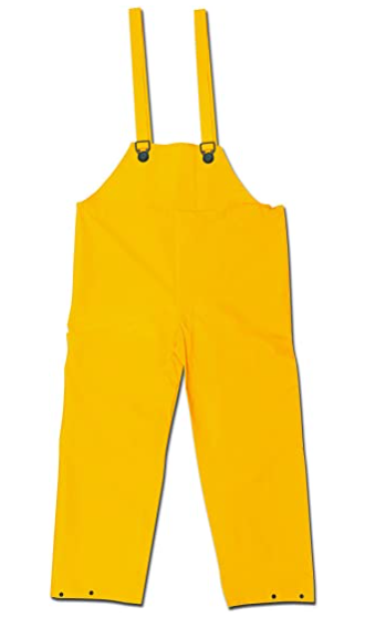 MCR Safety 200BFX4 Classic Series Rain Gear .35mm PVC / Polyester Material Waterproof Yellow Rain Pants Bib Overall Style with Plain Front (1 EA)