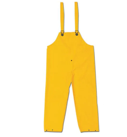 MCR Safety 200BPM Classic Series Rain Gear .35mm PVC / Polyester Material Waterproof Yellow Rain Pants Bib Overall Style with Fly Front (1 EA)