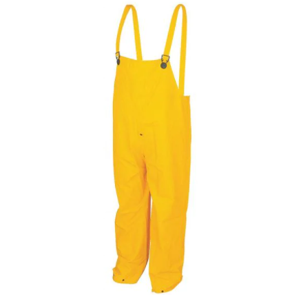 MCR Safety 200BPX2 Classic Series Rain Gear .35mm PVC / Polyester Material Waterproof Yellow Rain Pants Bib Overall Style with Fly Front (1 EA)