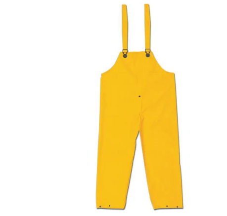 MCR Safety 200BPX3 Classic Series Rain Gear .35mm PVC / Polyester Material Waterproof Yellow Rain Pants Bib Overall Style with Fly Front (1 EA)