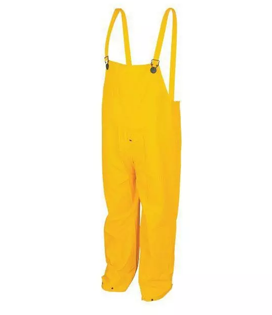 MCR Safety 200BPX4 Classic Series Rain Gear .35mm PVC / Polyester Material Waterproof Yellow Rain Pants Bib Overall Style with Fly Front (1 EA)