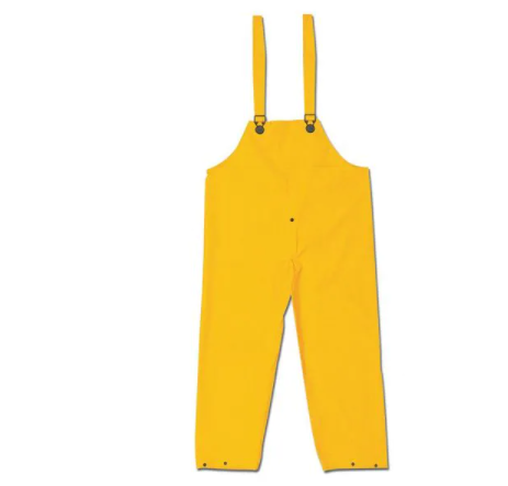 MCR Safety 200BPX5 Classic Series Rain Gear .35mm PVC / Polyester Material Waterproof Yellow Rain Pants Bib Overall Style with Fly Front (1 EA)