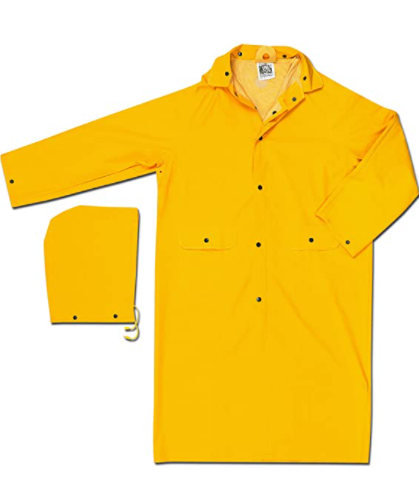 MCR Safety 200CL Classic Series Rain Gear .35mm PVC / Polyester Material Waterproof Yellow Raincoat Detachable Hood (1 EA)