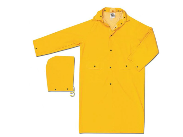 MCR Safety 200CX6 Classic Series Rain Gear .35mm PVC / Polyester Material Waterproof Yellow Raincoat Detachable Hood (1 EA)