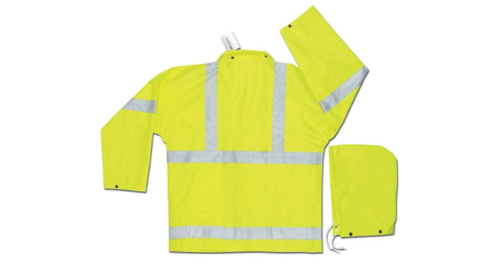 MCR Safety 2083SRXL Luminator® Hi-Visibility Rain Gear .38mm PVC Polyester PVC 3 Piece Suit 3 Piece Hi Vis Reflective Rain Suit Meets ANSI/ISEA 107 2020 Standard Type R Class 3 Compliant (1 EA)