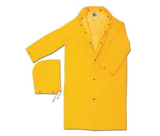 MCR Safety 240CX5 Classic Plus Series Rain Gear .35mm PVC / Polyester Material Waterproof Yellow Raincoat Detachable Hood and Corduroy Collar (1 EA)