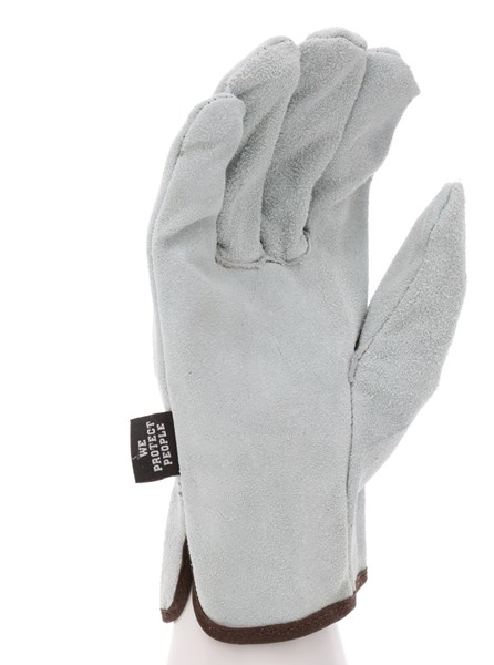 MCR Safety 3100XL Leather Driver Work Gloves Natural Pearl Gray Split Leather Premium Grade  Straight Thumb (1 DZ)