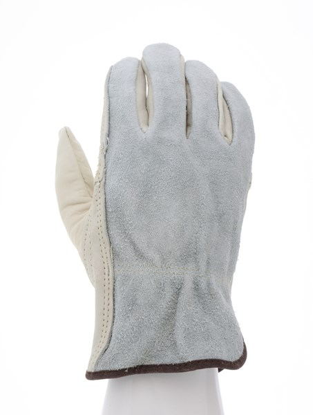 MCR Safety 32055M Leather Drivers Work Gloves CV Grade Grain Leather Patch Palm Split Leather Back and Keystone Thumb (1 DZ)