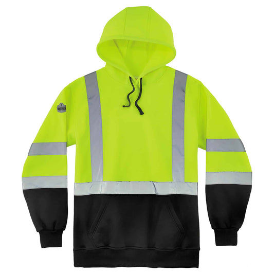 GloWear 8373 M Lime Type R Class 3 Blk Front Hooded Sweatshirt