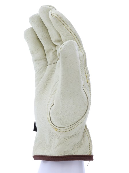 MCR Safety 3450L Leather Drivers Work Gloves Premium Grade Grain Pigskin Leather Insulated Gloves with Fleece Lining Keystone Thumb (1 DZ)