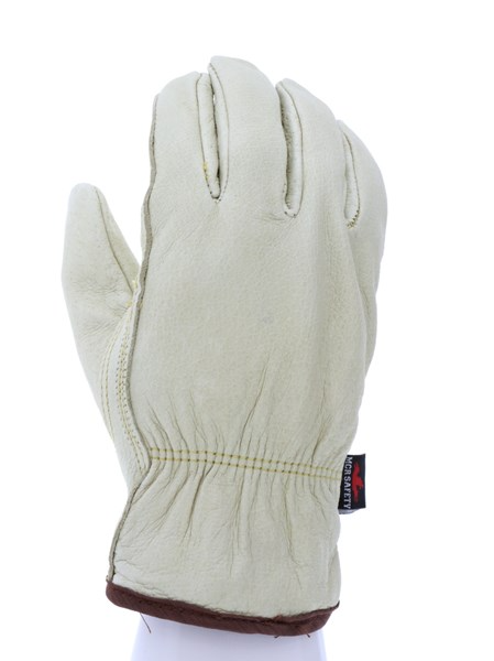 MCR Safety 3450M Leather Drivers Work Gloves Premium Grade Grain Pigskin Leather Insulated Gloves with Fleece Lining Keystone Thumb (1 DZ)